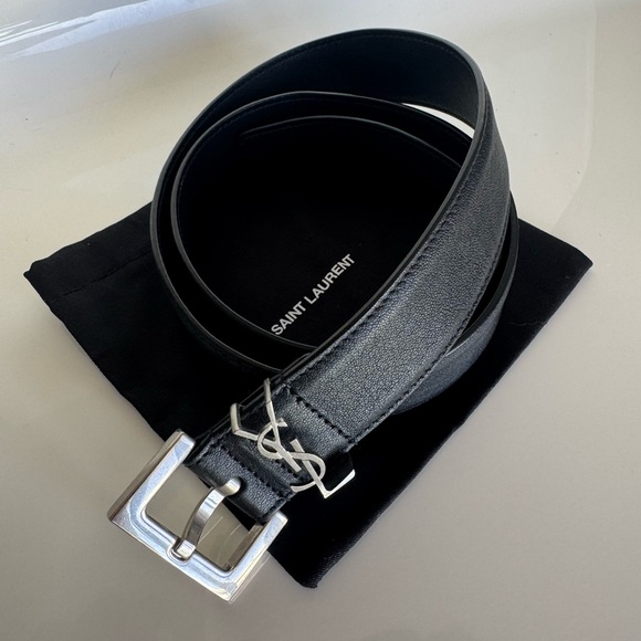 saint laurent silver belt